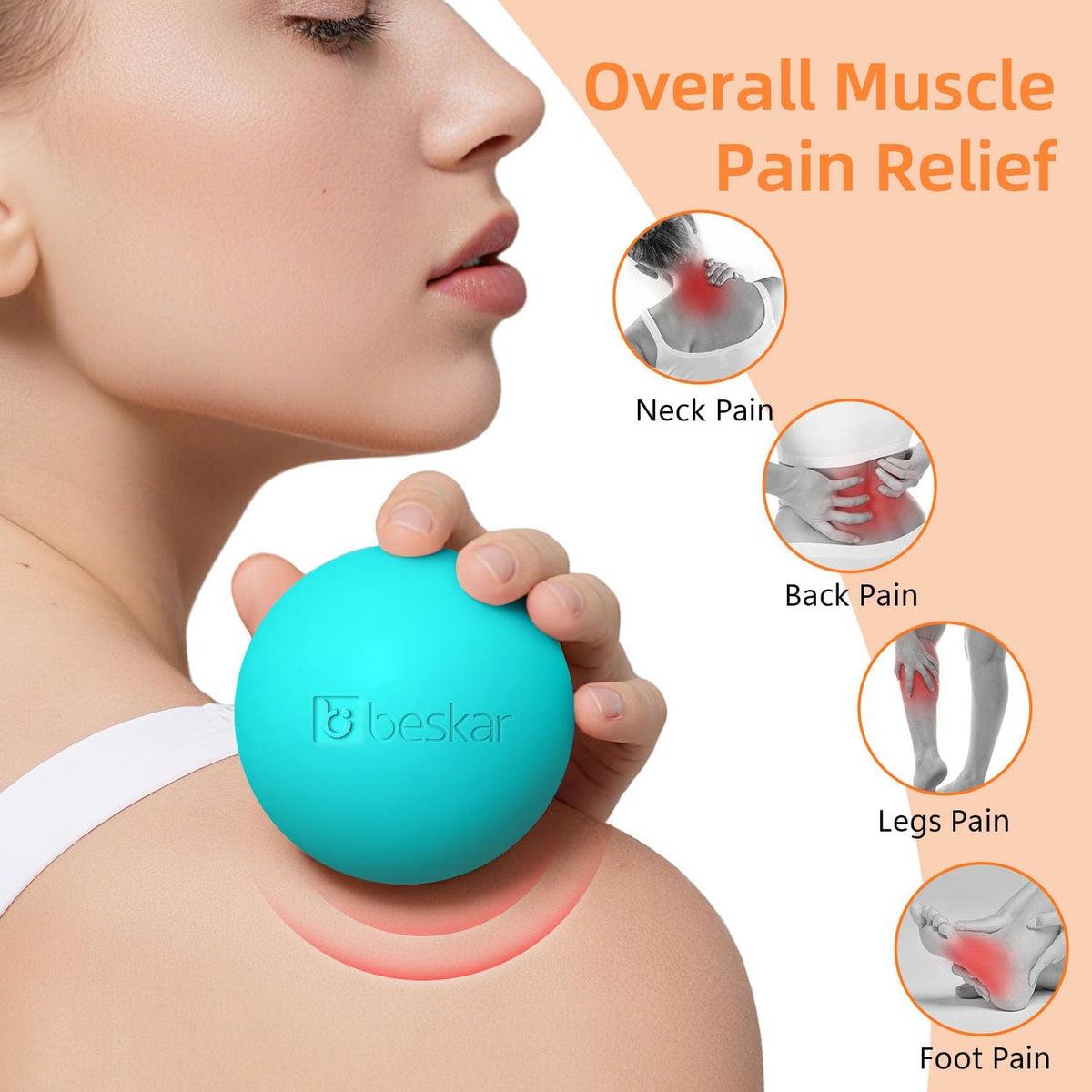 Massage Lacrosse Balls for Myofascial Release, Trigger Point Therapy and Yoga Therapy, Foot Massage Ball to Relieve Plantar Fasciitis Blue