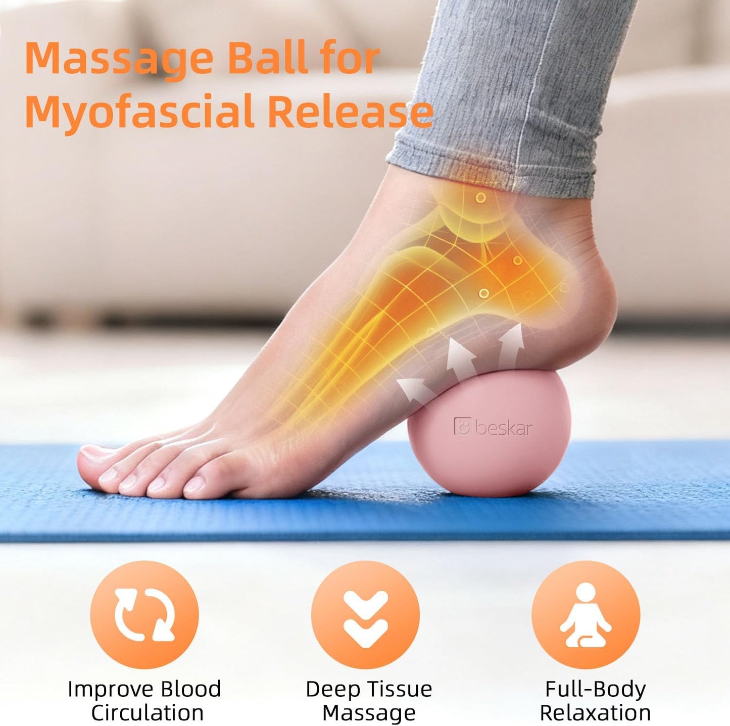 Massage Lacrosse Balls for Myofascial Release, Trigger Point Therapy and Yoga Therapy, Foot Massage Ball to Relieve Plantar Fasciitis Blue