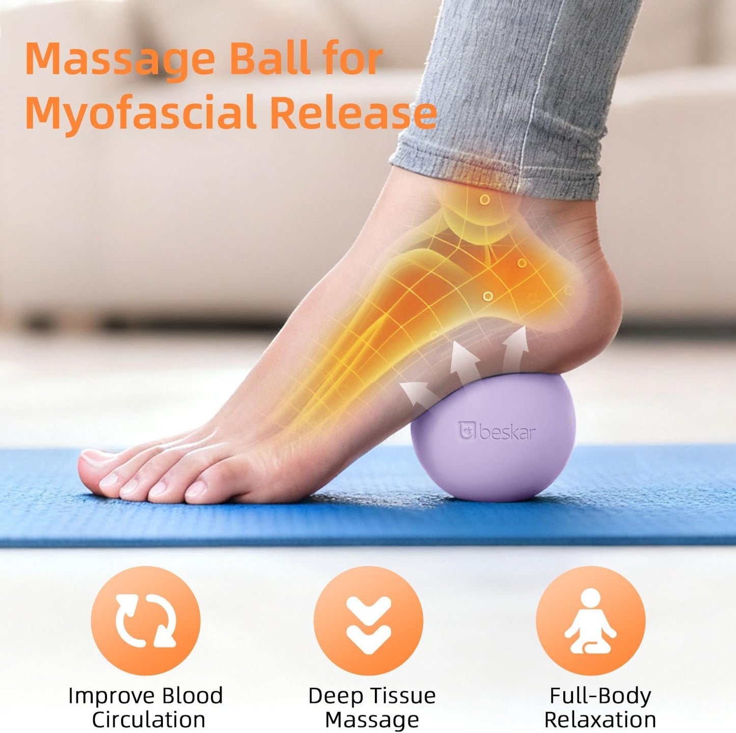 Massage Lacrosse Balls for Myofascial Release, Trigger Point Therapy and Yoga Therapy, Foot Massage Ball to Relieve Plantar Fasciitis Blue
