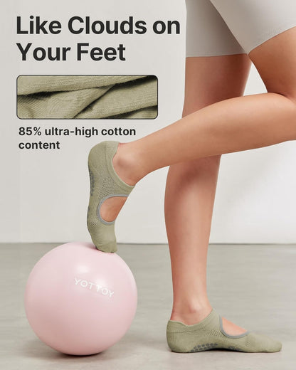 Pilates Socks for Women(6 Pairs)–Breathable, Grip-Enhanced Non-Slip Yoga Socks, Durable & Perfect for Home Workouts