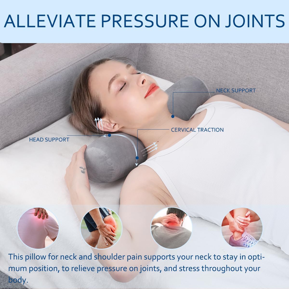 Neck Roll Pillow,Cervical Neck Pillow Bolster Pillow for Sleeping