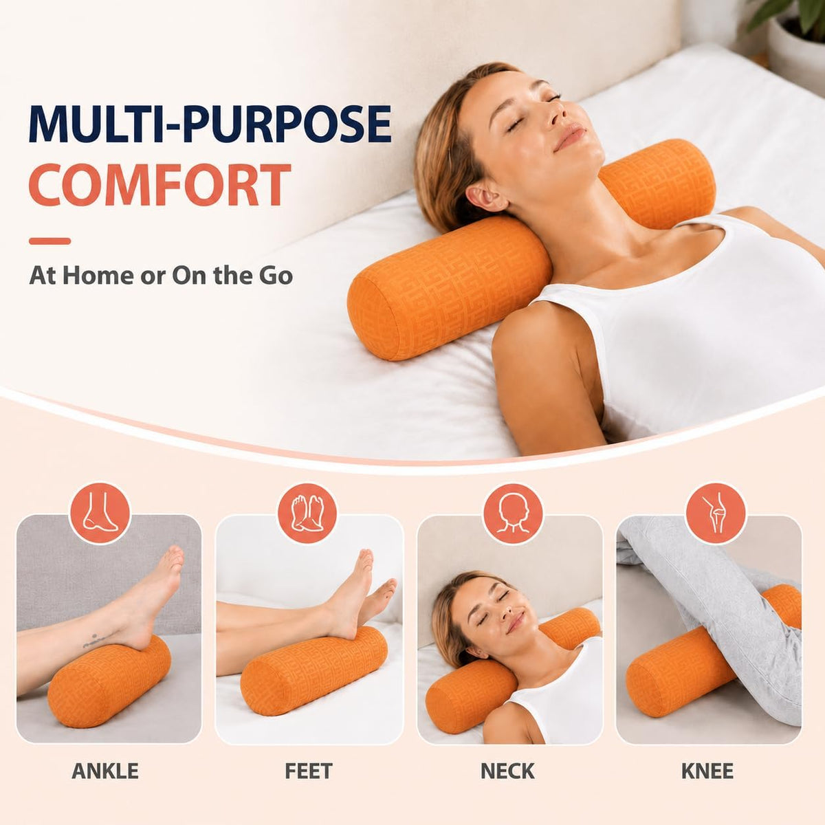 Neck Roll Pillow,Cervical Neck Pillow Bolster Pillow for Sleeping