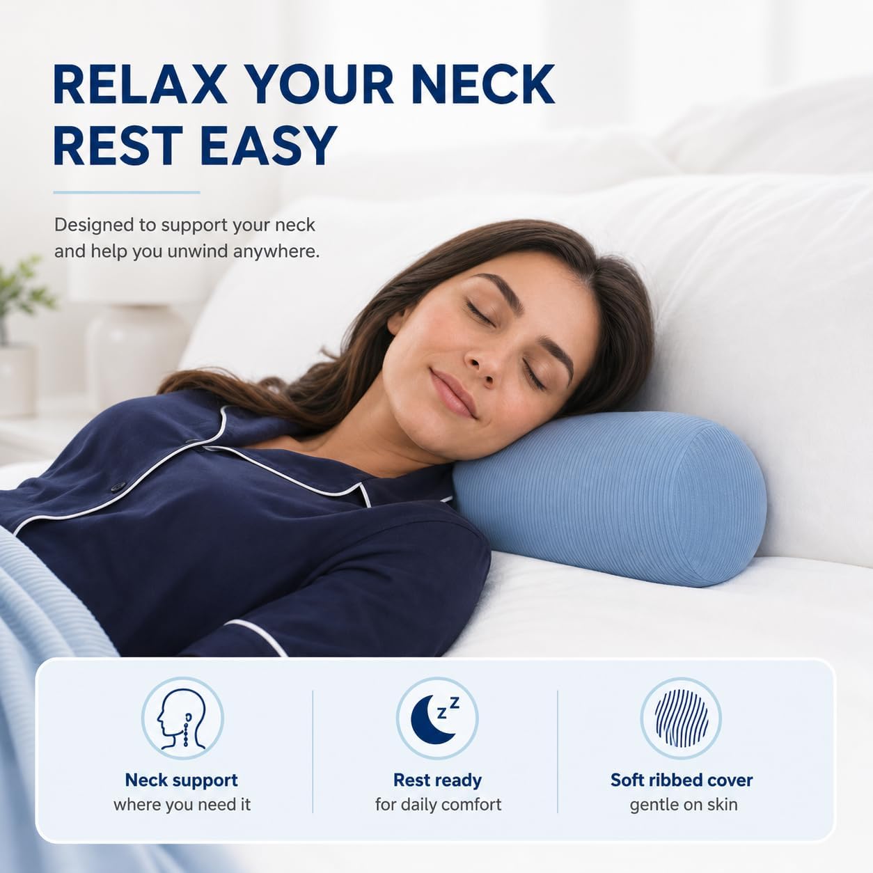 Neck Roll Pillow,Cervical Neck Pillow Bolster Pillow for Sleeping