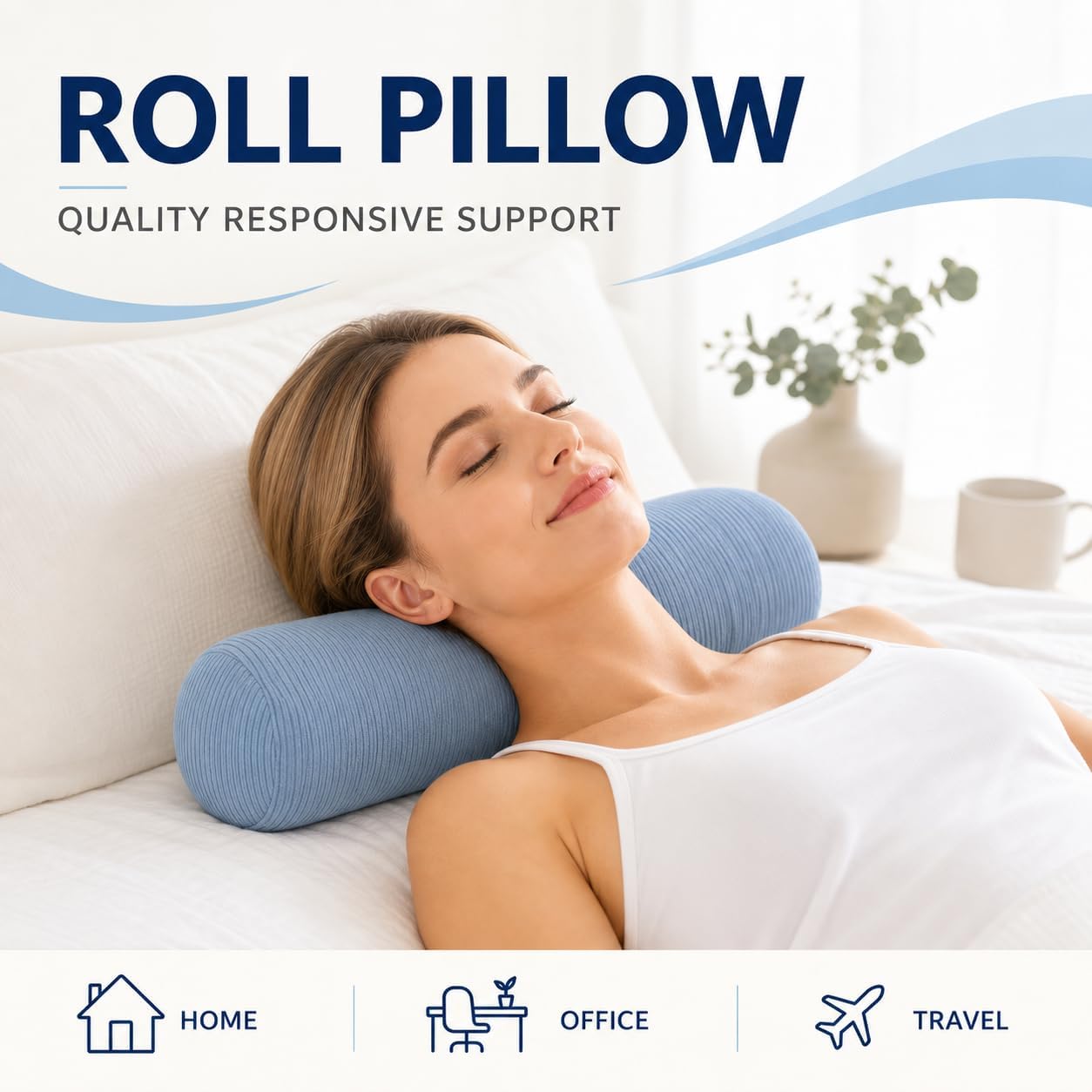 Neck Roll Pillow,Cervical Neck Pillow Bolster Pillow for Sleeping