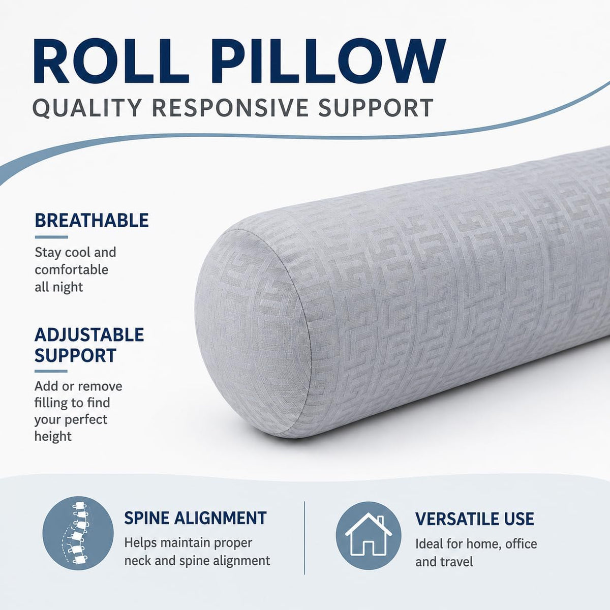 Neck Roll Pillow,Cervical Neck Pillow Bolster Pillow for Sleeping