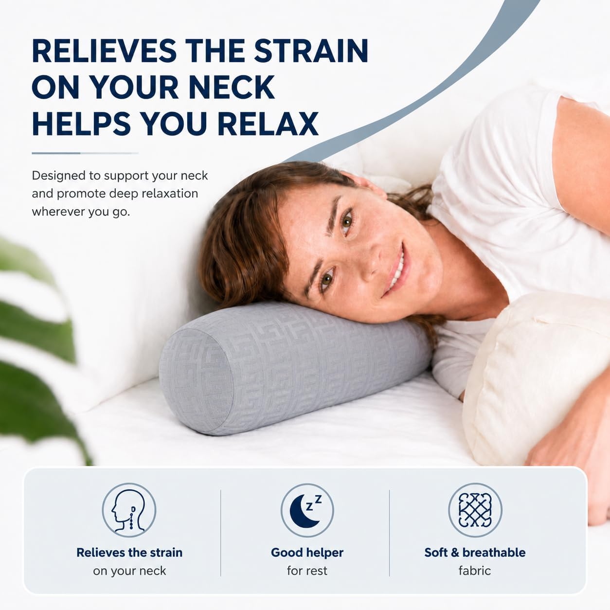 Neck Roll Pillow,Cervical Neck Pillow Bolster Pillow for Sleeping