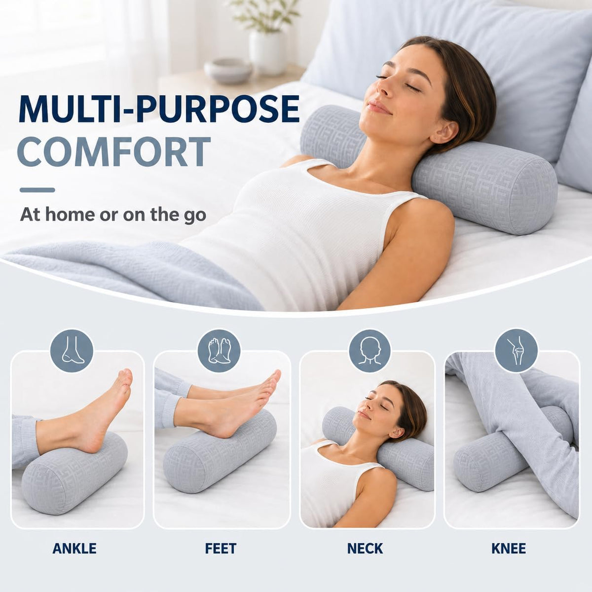 Neck Roll Pillow,Cervical Neck Pillow Bolster Pillow for Sleeping