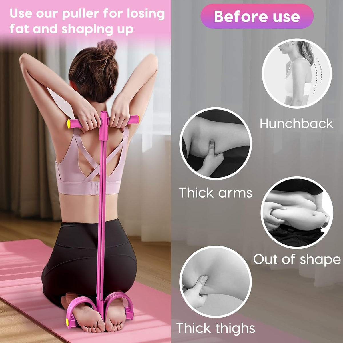 Resistance Bands with Handles, 6-Tube Elastic Pedal Resistance Band for Working Out, Durable Natural Rubber Exercise Bands, Multifunction Exercise Equipment for Abdomen, Waist, Arm, Leg Stretching