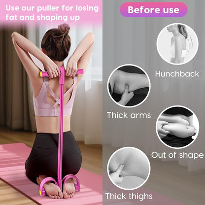 Resistance Bands with Handles, 6-Tube Elastic Pedal Resistance Band for Working Out, Durable Natural Rubber Exercise Bands, Multifunction Exercise Equipment for Abdomen, Waist, Arm, Leg Stretching
