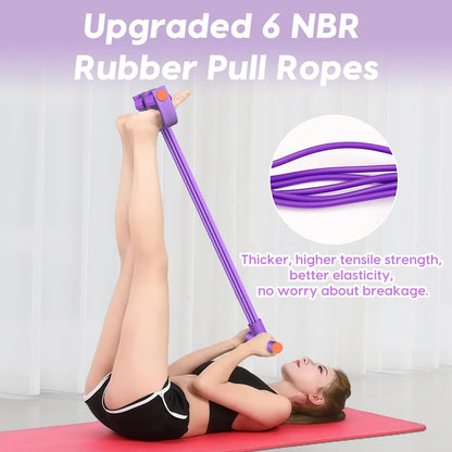 Resistance Bands with Handles, 6-Tube Elastic Pedal Resistance Band for Working Out, Durable Natural Rubber Exercise Bands, Multifunction Exercise Equipment for Abdomen, Waist, Arm, Leg Stretching