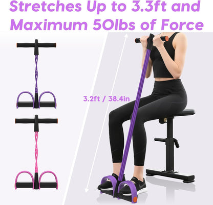 Resistance Bands with Handles, 6-Tube Elastic Pedal Resistance Band for Working Out, Durable Natural Rubber Exercise Bands, Multifunction Exercise Equipment for Abdomen, Waist, Arm, Leg Stretching