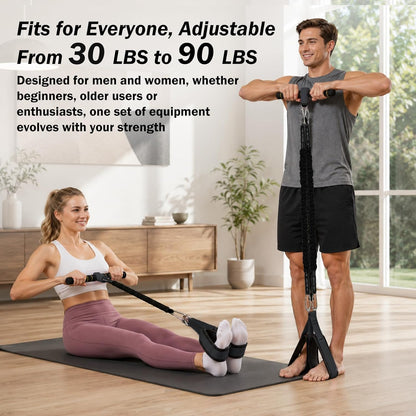 Resistance Bands with Handles, 6-Tube Elastic Pedal Resistance Band for Working Out, Durable Natural Rubber Exercise Bands, Multifunction Exercise Equipment for Abdomen, Waist, Arm, Leg Stretching