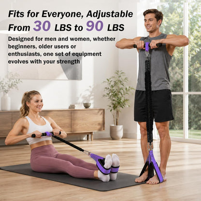Resistance Bands with Handles, 6-Tube Elastic Pedal Resistance Band for Working Out, Durable Natural Rubber Exercise Bands, Multifunction Exercise Equipment for Abdomen, Waist, Arm, Leg Stretching