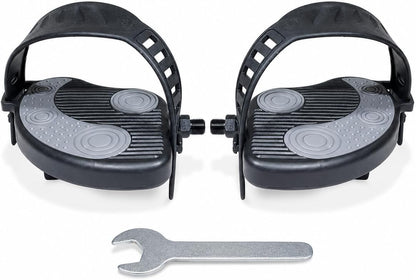 Katai - 9/16 Inch Thread Replacement Exercise Bike Pedals with Durable PVC Straps - Heavy-Duty Stationary Spin Cycling Pedals - Complete with Installation Spanner Tool