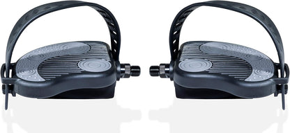 Katai - 9/16 Inch Thread Replacement Exercise Bike Pedals with Durable PVC Straps - Heavy-Duty Stationary Spin Cycling Pedals - Complete with Installation Spanner Tool