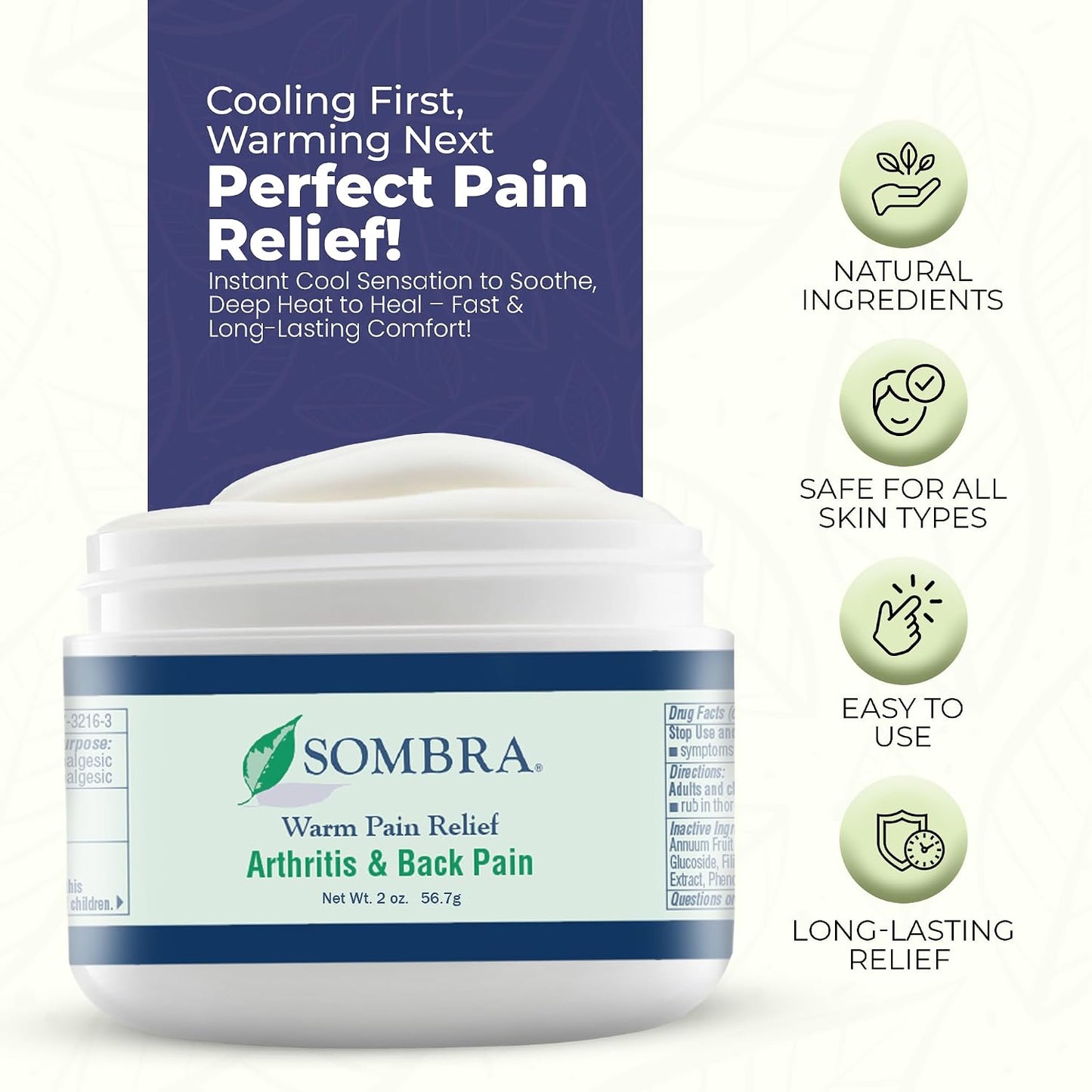 Sombra Warm Pain Relief 8 oz Jar for Arthritis, Back Pain & Pre-Exercise