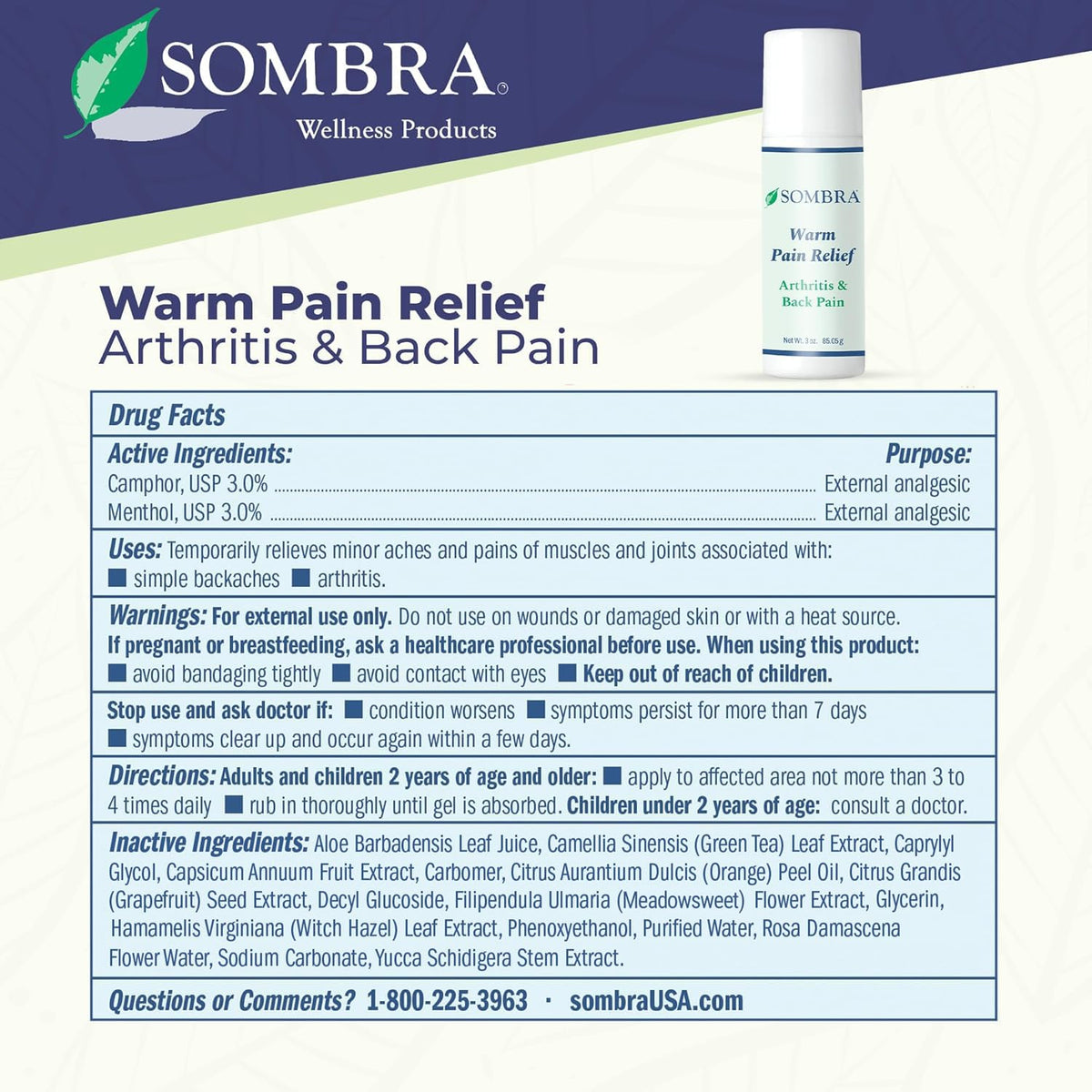 Sombra Warm Pain Relief 8 oz Jar for Arthritis, Back Pain & Pre-Exercise