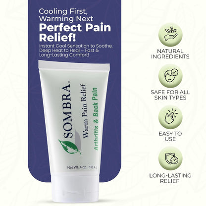 Sombra Warm Pain Relief 8 oz Jar for Arthritis, Back Pain & Pre-Exercise