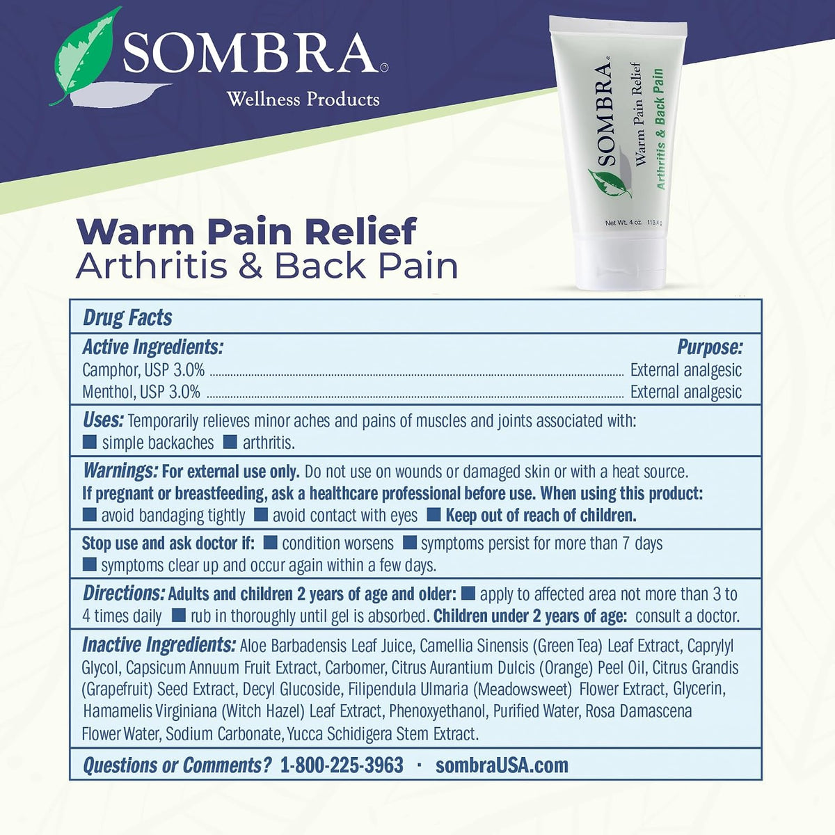 Sombra Warm Pain Relief 8 oz Jar for Arthritis, Back Pain & Pre-Exercise
