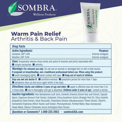 Sombra Warm Pain Relief 8 oz Jar for Arthritis, Back Pain & Pre-Exercise