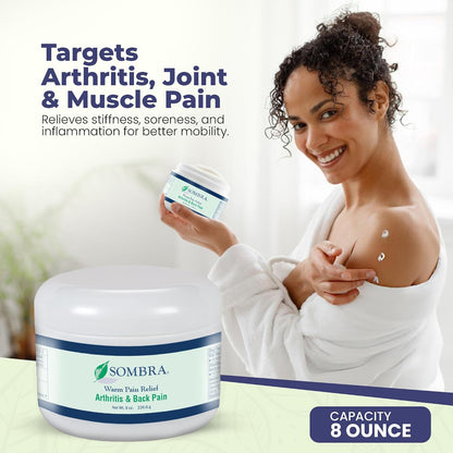 Sombra Warm Pain Relief 8 oz Jar for Arthritis, Back Pain & Pre-Exercise