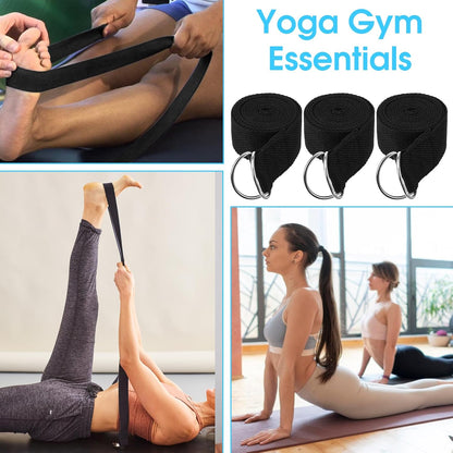 12 Pcs Yoga Strap 6Ft Exercise Stretch Bands for Flexibility with Adjustable Metal D Ring Buckle Loop Stretch Strap Non Elastic Yoga Belt Yoga Exercise Adjustable Straps for Pilates