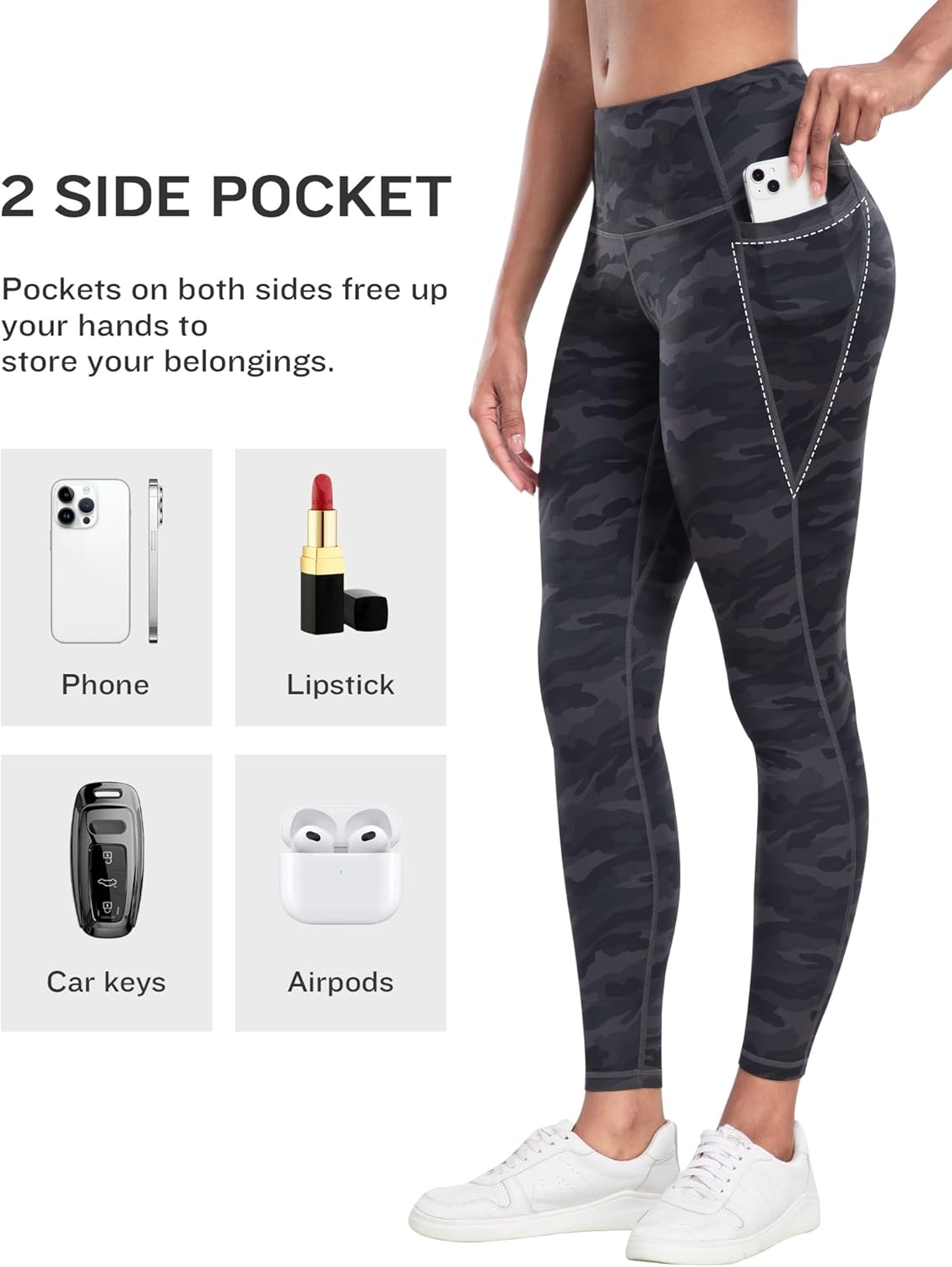 Leggings with Pockets for Women, 6 Packs Soft High Waisted Tummy Control Workout Yoga Pants