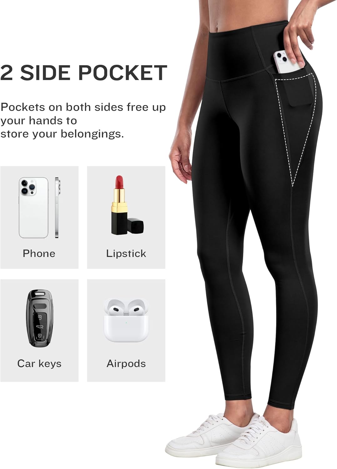 Leggings with Pockets for Women, 6 Packs Soft High Waisted Tummy Control Workout Yoga Pants