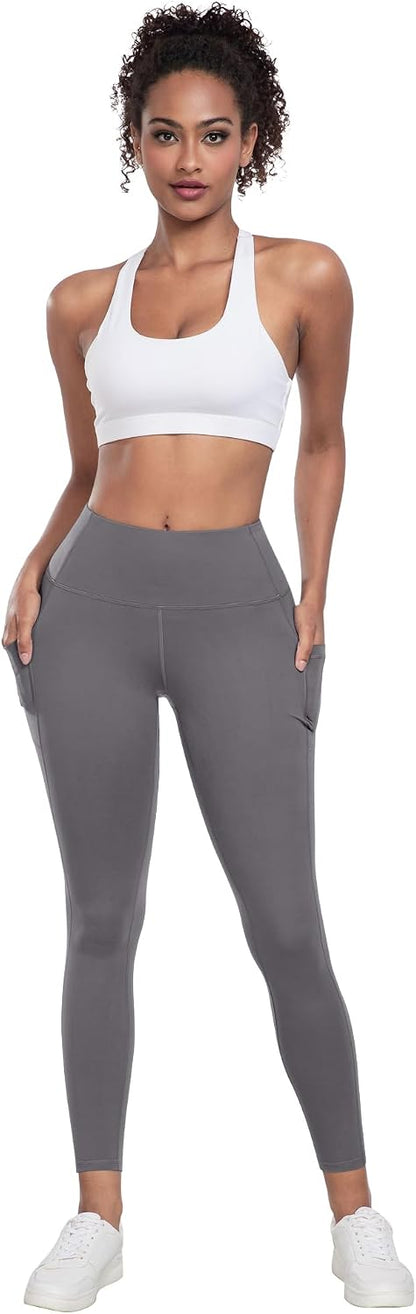 Leggings with Pockets for Women, 6 Packs Soft High Waisted Tummy Control Workout Yoga Pants