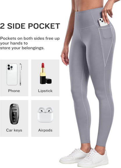 Leggings with Pockets for Women, 6 Packs Soft High Waisted Tummy Control Workout Yoga Pants