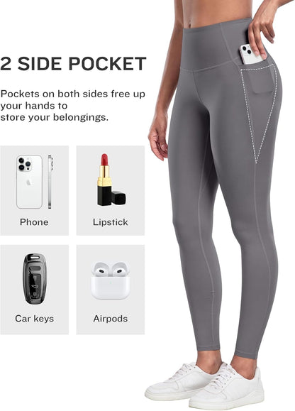 Leggings with Pockets for Women, 6 Packs Soft High Waisted Tummy Control Workout Yoga Pants