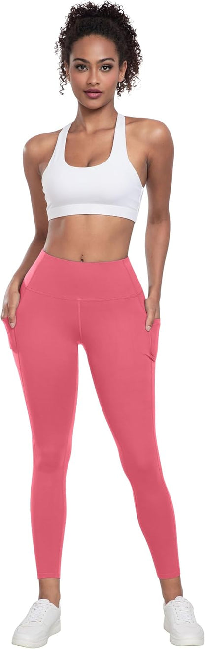 Leggings with Pockets for Women, 6 Packs Soft High Waisted Tummy Control Workout Yoga Pants