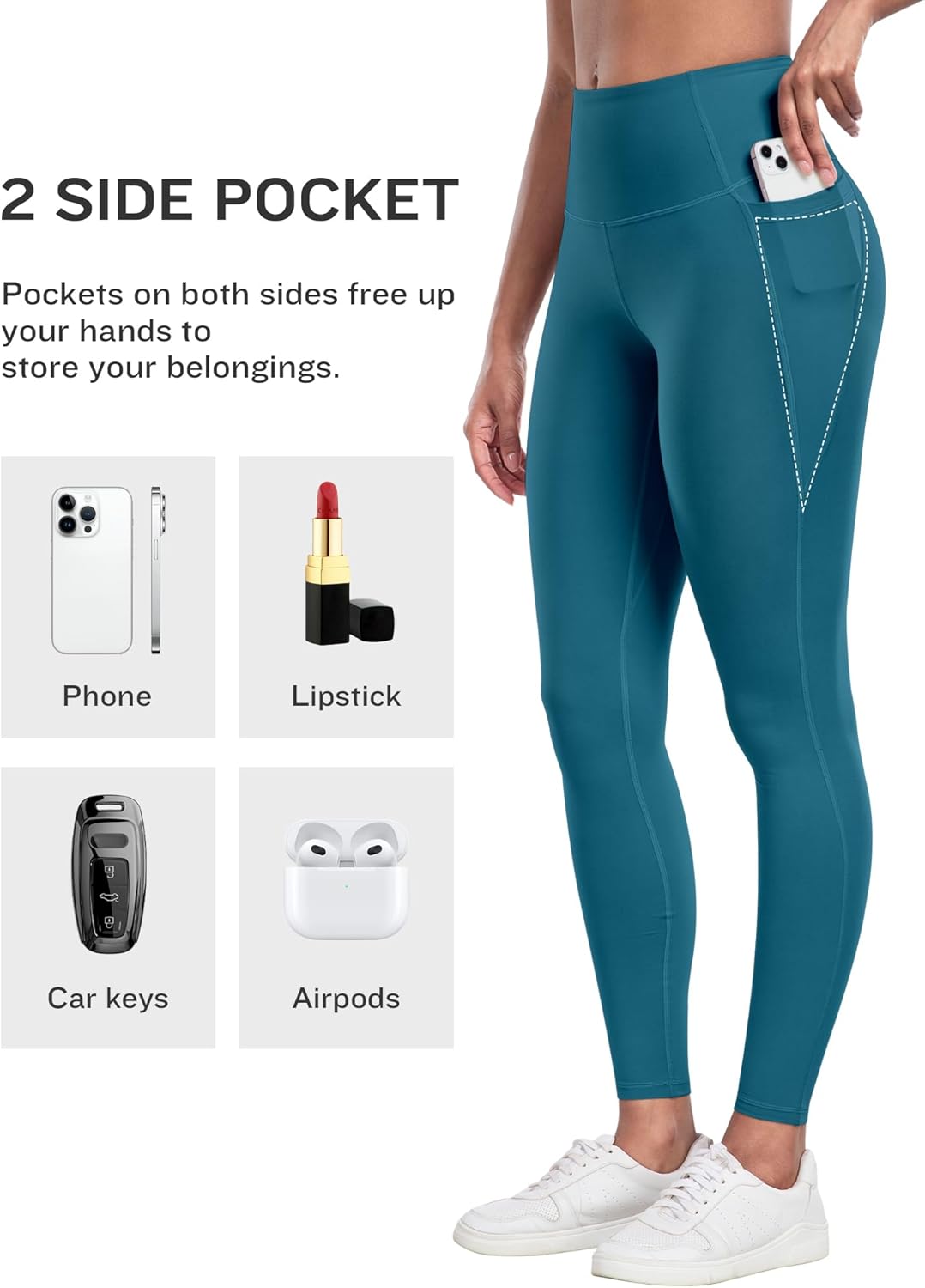 Leggings with Pockets for Women, 6 Packs Soft High Waisted Tummy Control Workout Yoga Pants