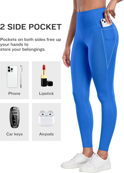 Leggings with Pockets for Women, 6 Packs Soft High Waisted Tummy Control Workout Yoga Pants