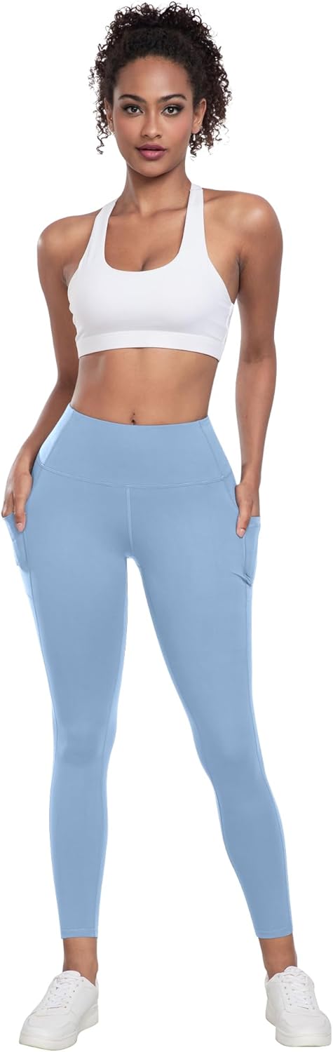 Leggings with Pockets for Women, 6 Packs Soft High Waisted Tummy Control Workout Yoga Pants