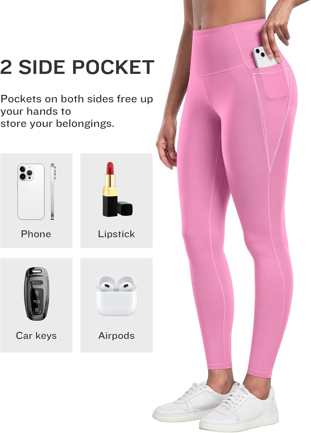 Leggings with Pockets for Women, 6 Packs Soft High Waisted Tummy Control Workout Yoga Pants