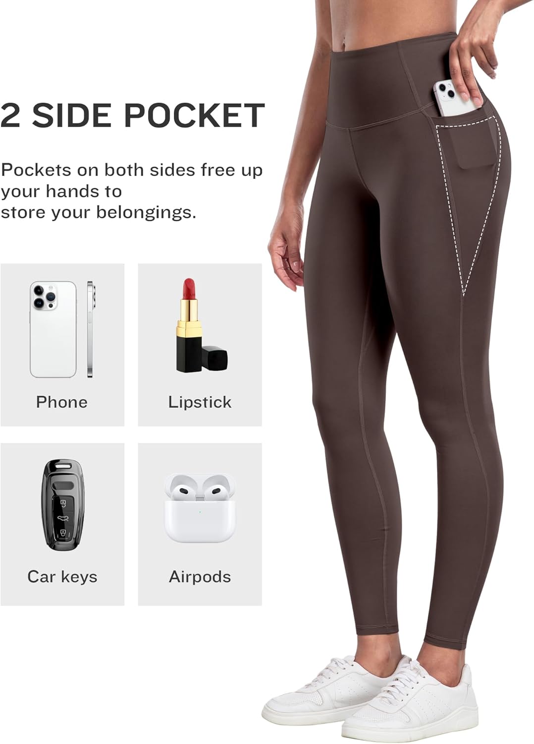 Leggings with Pockets for Women, 6 Packs Soft High Waisted Tummy Control Workout Yoga Pants