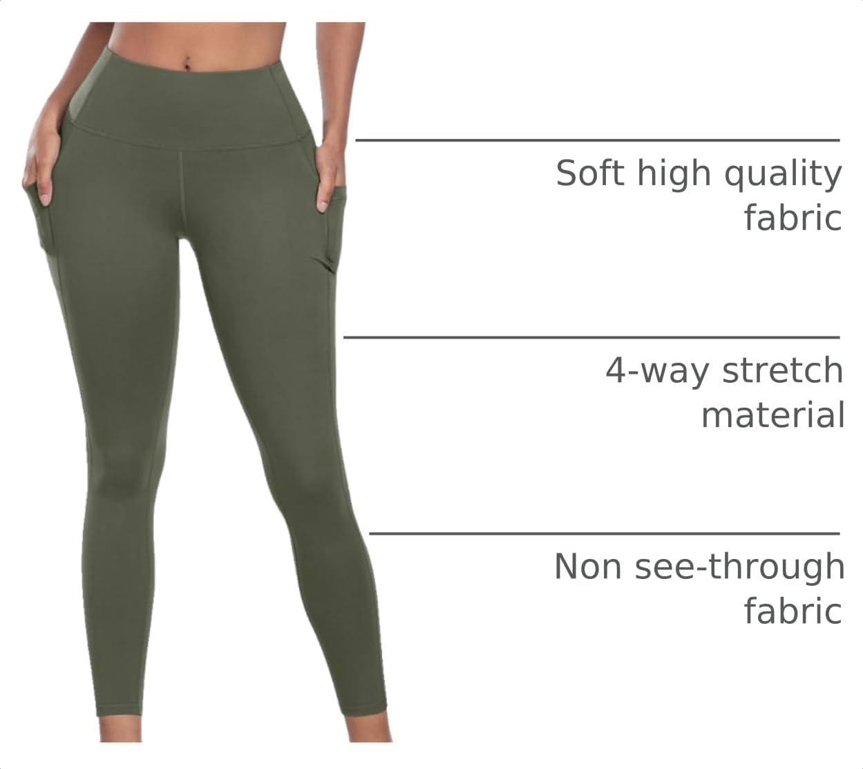 Leggings with Pockets for Women, 6 Packs Soft High Waisted Tummy Control Workout Yoga Pants