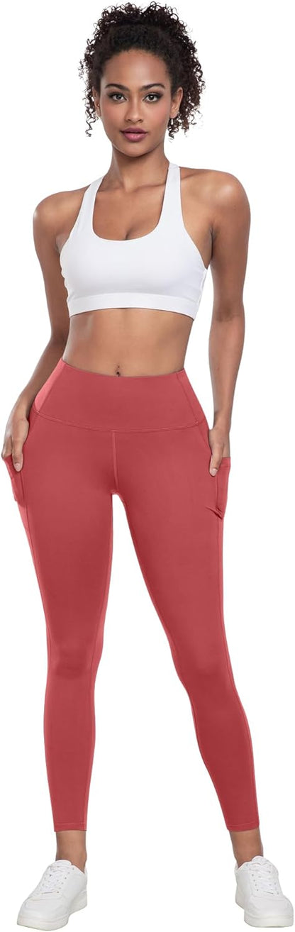 Leggings with Pockets for Women, 6 Packs Soft High Waisted Tummy Control Workout Yoga Pants