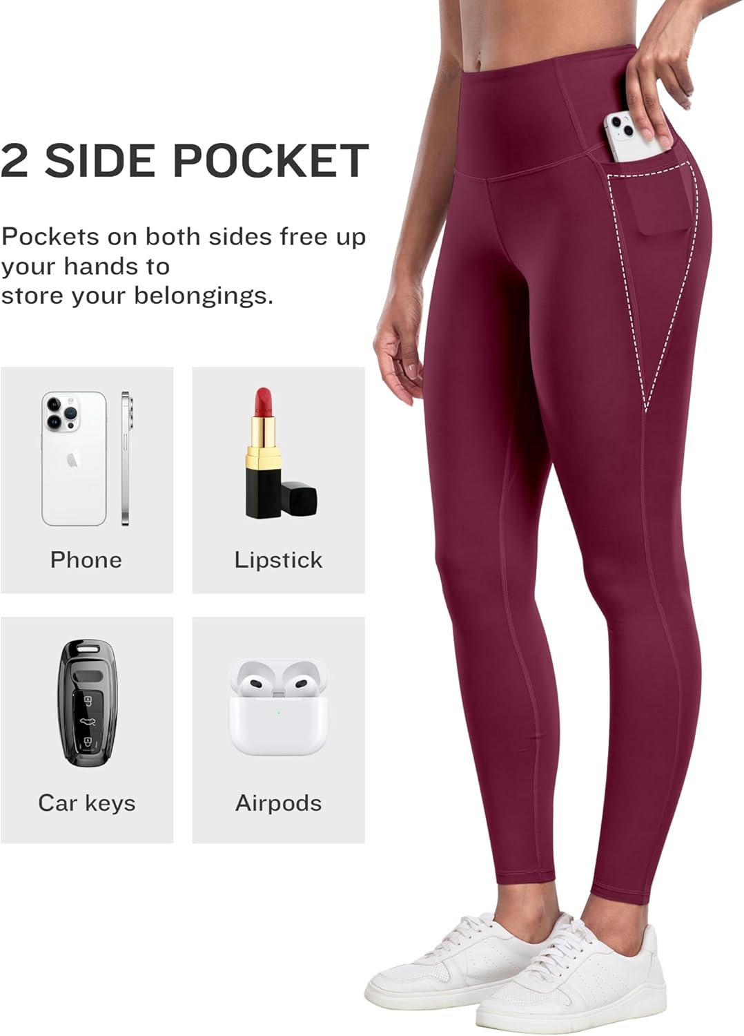 Leggings with Pockets for Women, 6 Packs Soft High Waisted Tummy Control Workout Yoga Pants