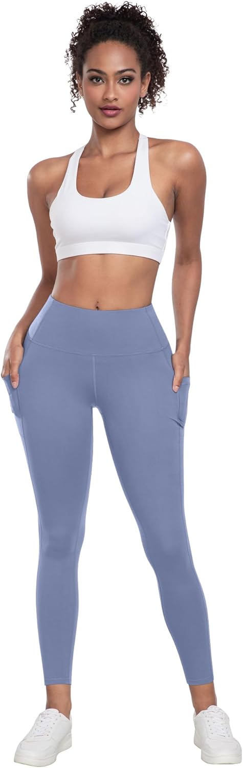 Leggings with Pockets for Women, 6 Packs Soft High Waisted Tummy Control Workout Yoga Pants