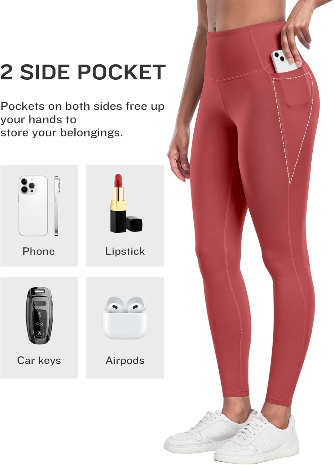 Leggings with Pockets for Women, 6 Packs Soft High Waisted Tummy Control Workout Yoga Pants