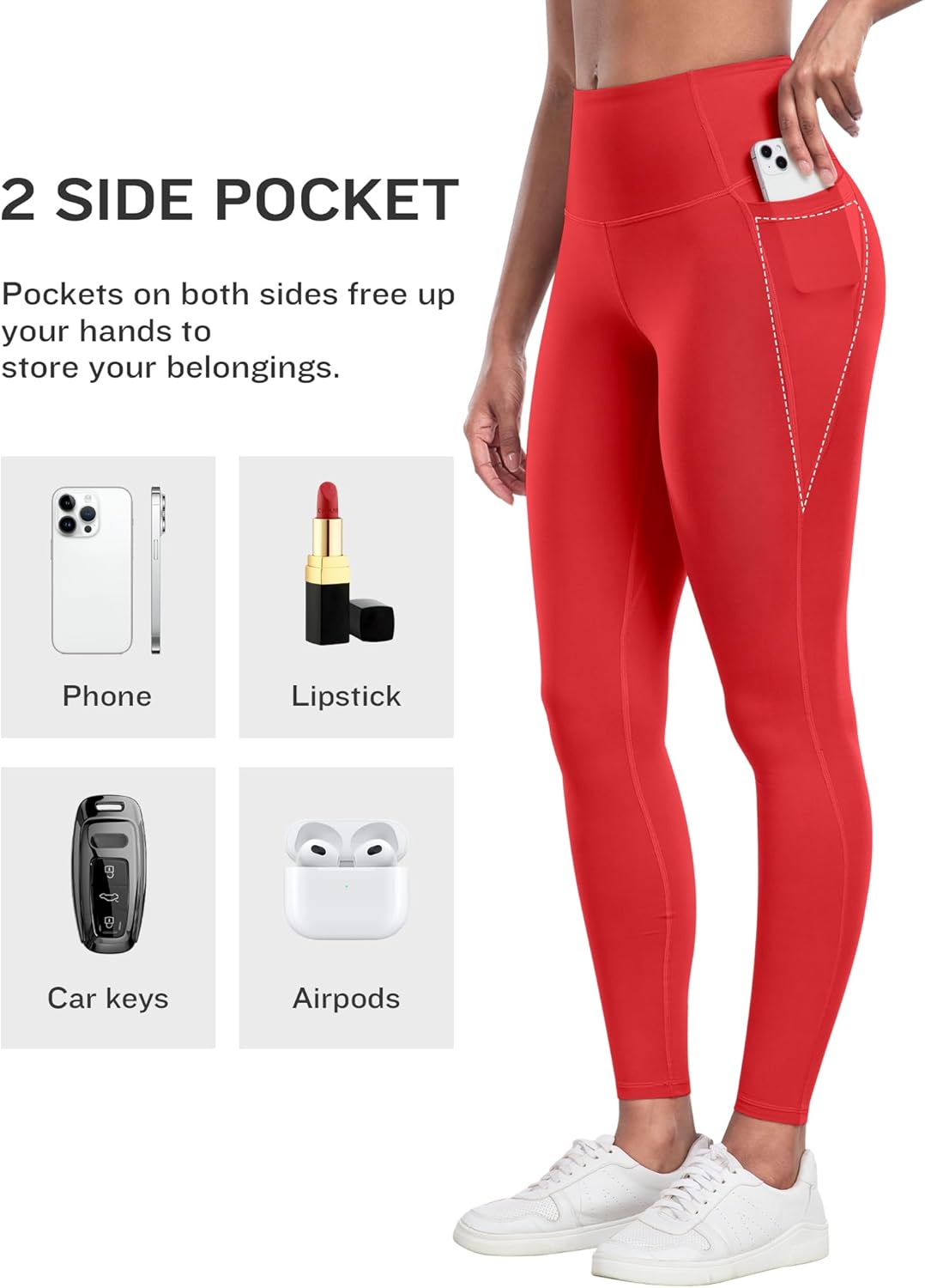 Leggings with Pockets for Women, 6 Packs Soft High Waisted Tummy Control Workout Yoga Pants