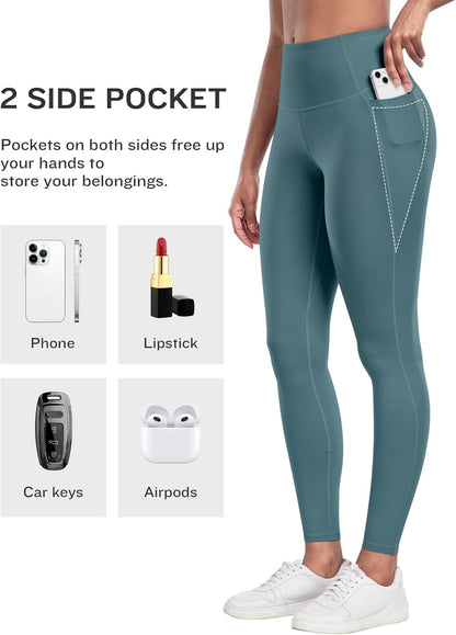 Leggings with Pockets for Women, 6 Packs Soft High Waisted Tummy Control Workout Yoga Pants