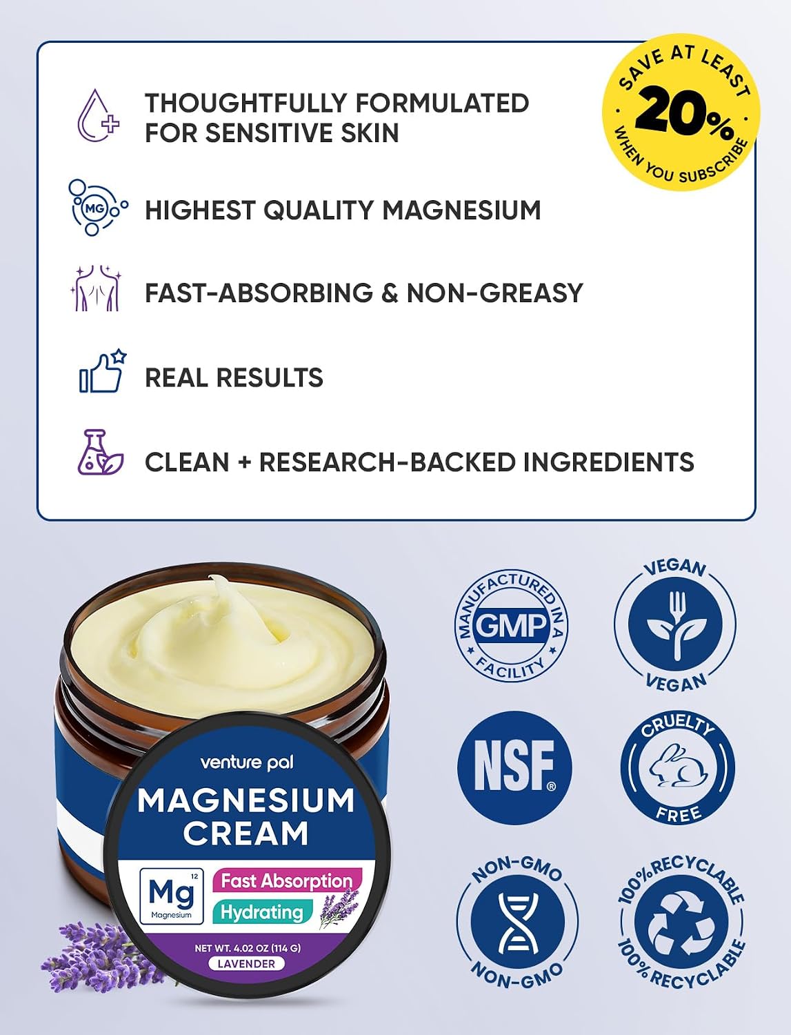 Topical Magnesium Cream, Highly Concentrated Magnesium Lotion