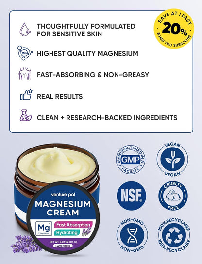 Topical Magnesium Cream, Highly Concentrated Magnesium Lotion