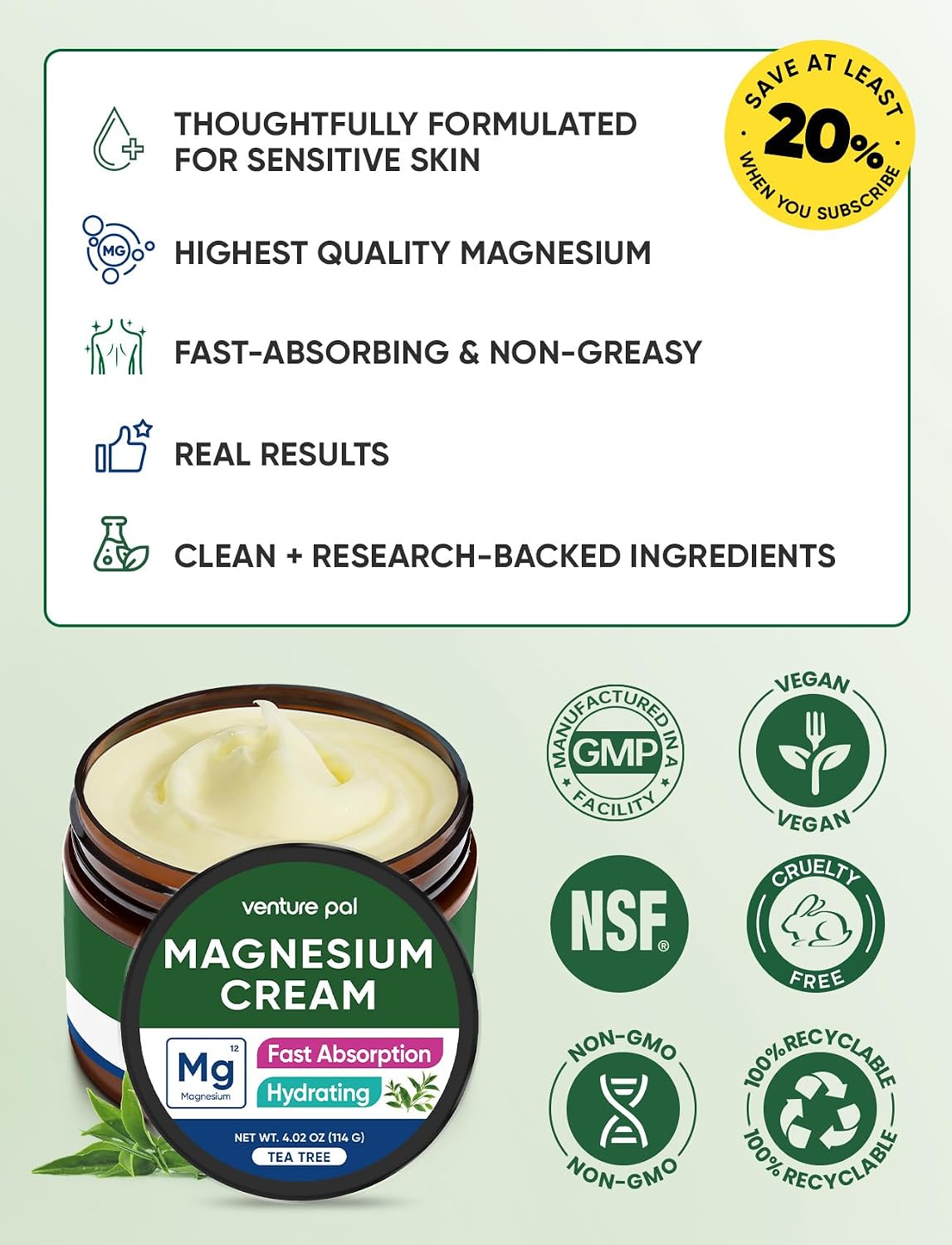 Topical Magnesium Cream, Highly Concentrated Magnesium Lotion