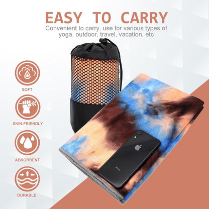 Yoga Towel,Hot Yoga Mat Towel with Grip Dots Sweat Absorbent Non-Slip for Hot Yoga, Pilates and Workout 24" x72", Purple & Blue