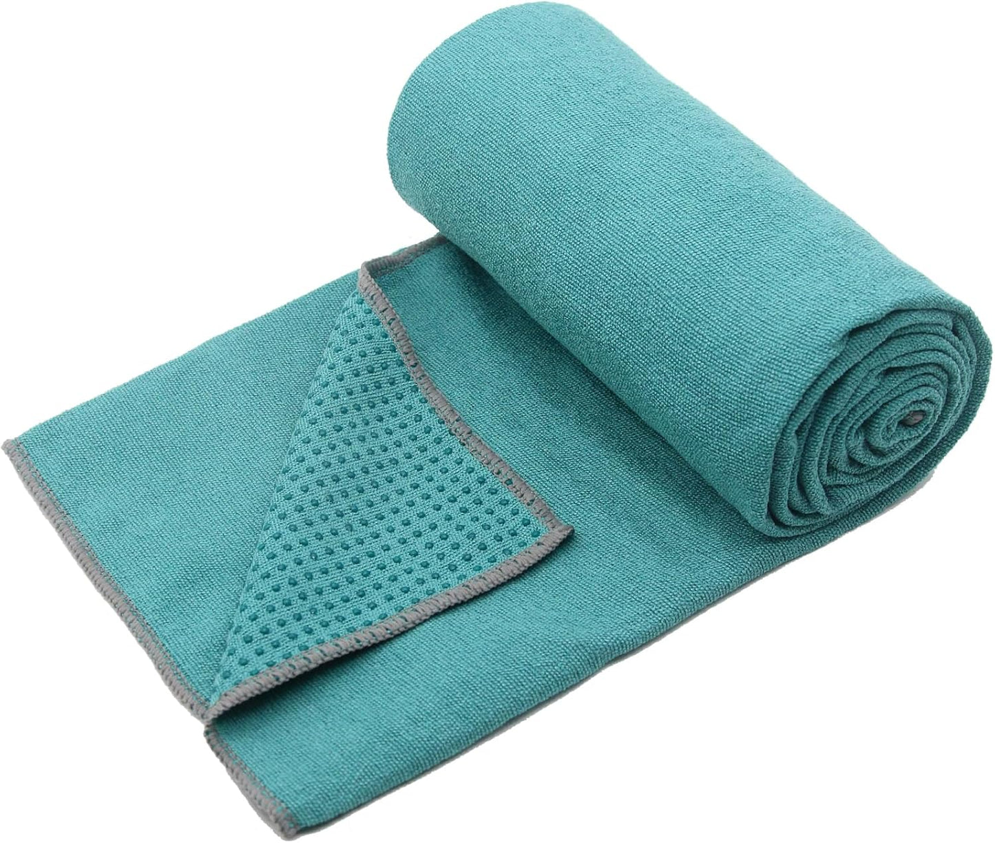 Yoga Towel,Hot Yoga Mat Towel with Grip Dots Sweat Absorbent Non-Slip for Hot Yoga, Pilates and Workout 24" x72", Purple & Blue
