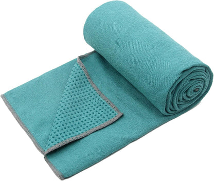 Yoga Towel,Hot Yoga Mat Towel with Grip Dots Sweat Absorbent Non-Slip for Hot Yoga, Pilates and Workout 24" x72", Purple & Blue